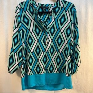 Zac & Rachel Women's Geometric Blue Top